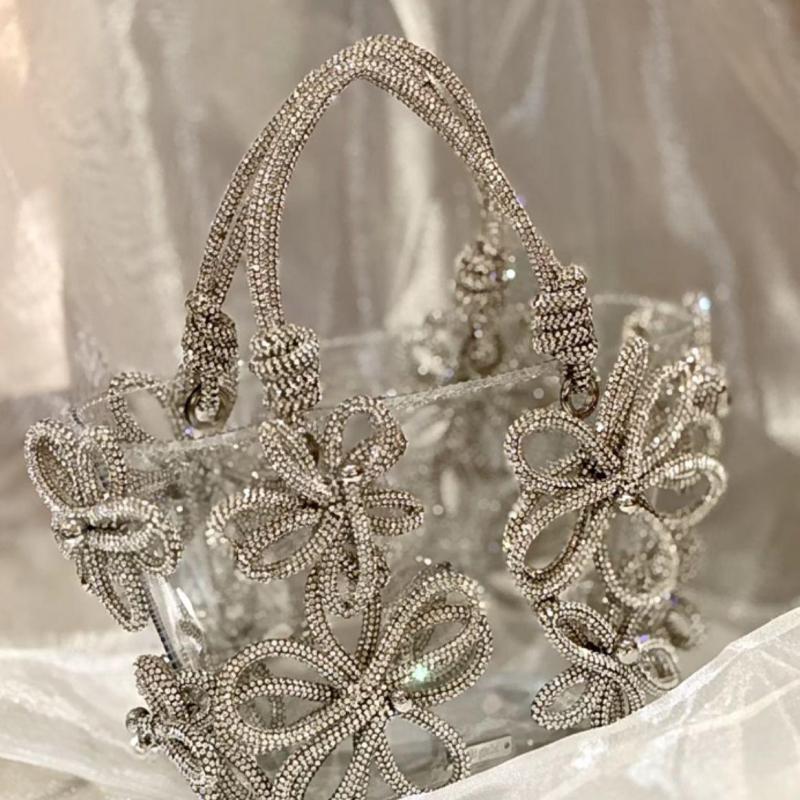 Women Bags High End Brands - High End ขุนนางแบรนด์หรูฝังเพชรภาษาฝรั่งเศสคําแบบพกพาผู้หญิงกระเป๋าเพชรดอกไม้ตะกร้าผักกระเป๋ากระเป๋าถือ