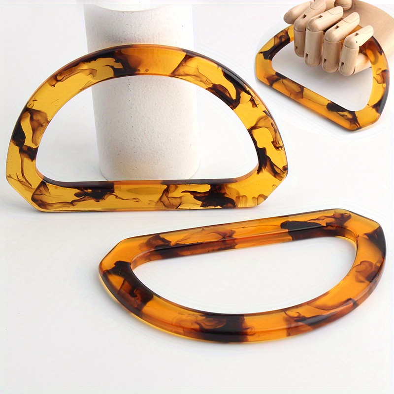 Tortoiseshell Bag Acrylic - 2PCS D-รูปอะคริลิคเต่าจับชายหาดทอกระเป๋า DIY ทําด้วยมือกระเป๋าอุปกรณ์เสริมกระเป๋าชายหาดเรซิ่น D-รูป Handle