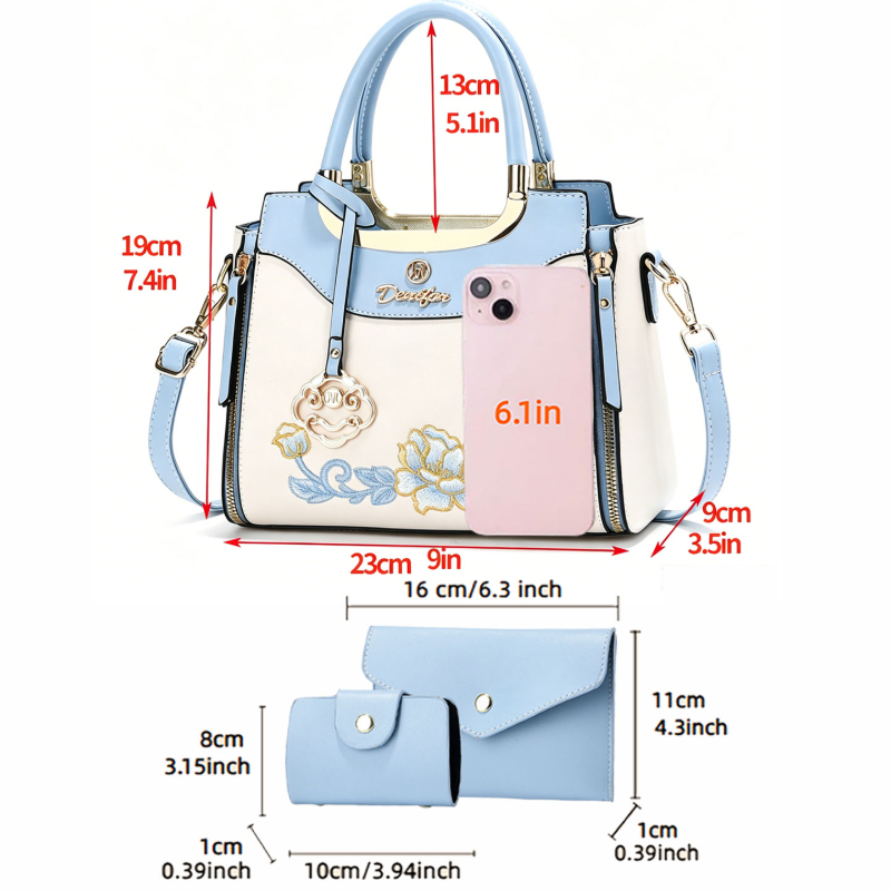 ชุดกระเป๋าถือปักลายคุณภาพสูง 3 - Women Bags Casual บทวิจารณ์และราคา