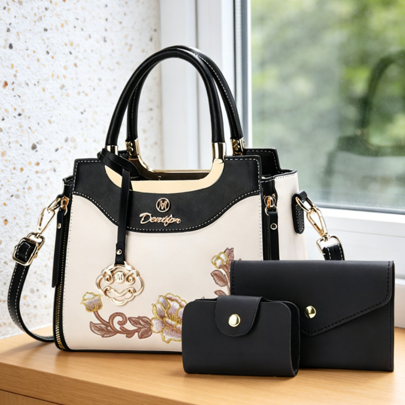 ชุดกระเป๋าถือปักลายคุณภาพสูง 3 - Women Bags Casual บทวิจารณ์และราคา