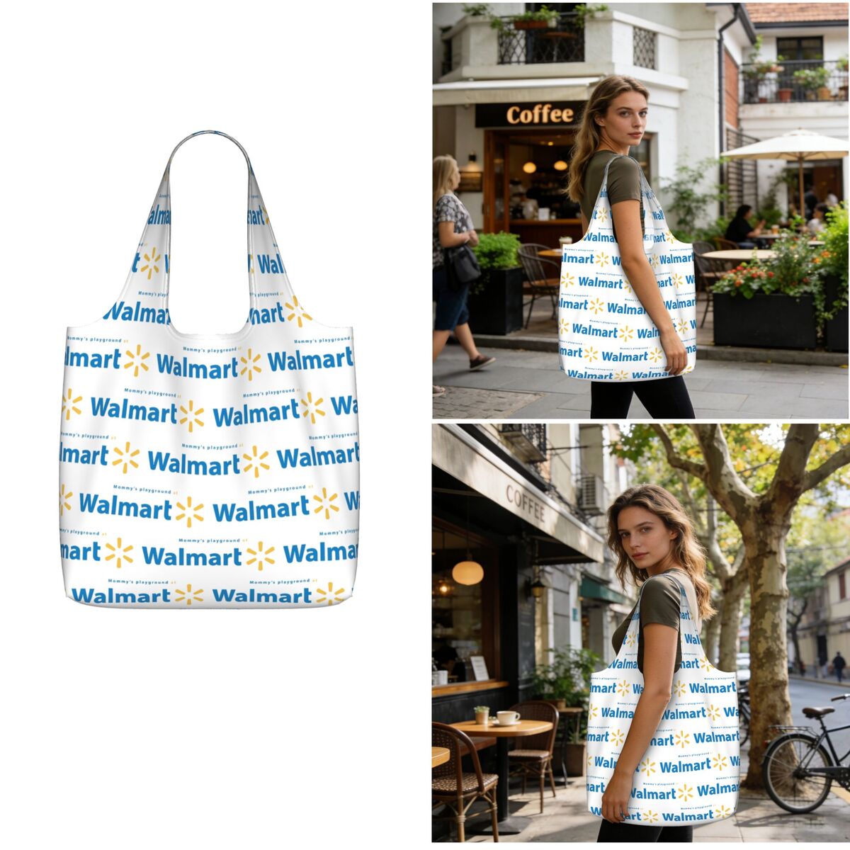 กระเป๋าช้อปปิ้งผ้าแคนวาส Walma - Women Bags Walmart บทวิจารณ์และราคา