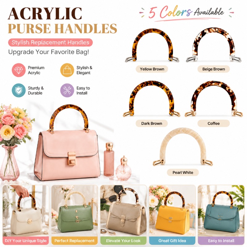 1/2/4 ชิ้น หูหิ้วกระเป๋าอะคริล - Tortoiseshell Bag Acrylic บทวิจารณ์และราคา